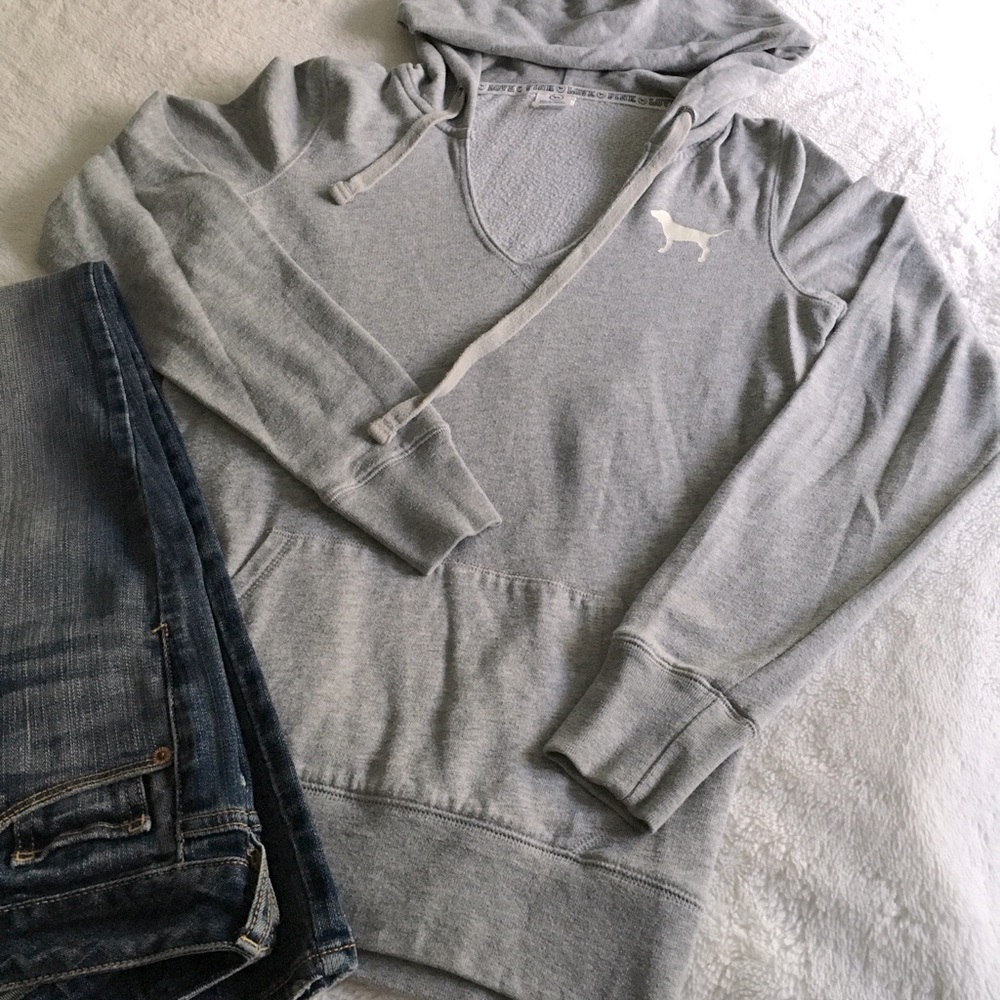 Victoria’s Secret PINK V Neck hooded sweatshirt